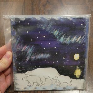 Polar bear and northern lights tile photo